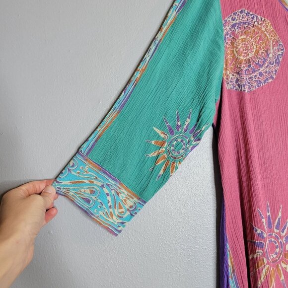 Soft Surroundings Mystik Balik Top Tunic Pink Teal Size M - Picture 5 of 8